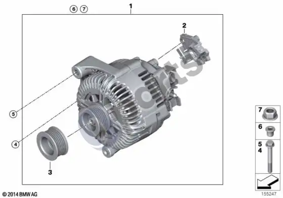 BMW X6 E71 generatorius – schema