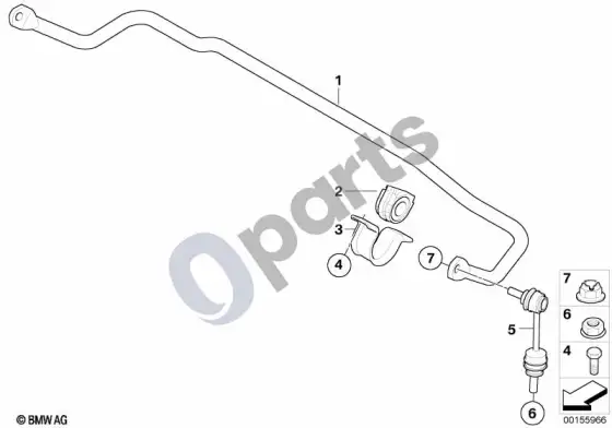 BMW X6 E71 galinis stabilizatorius – schema