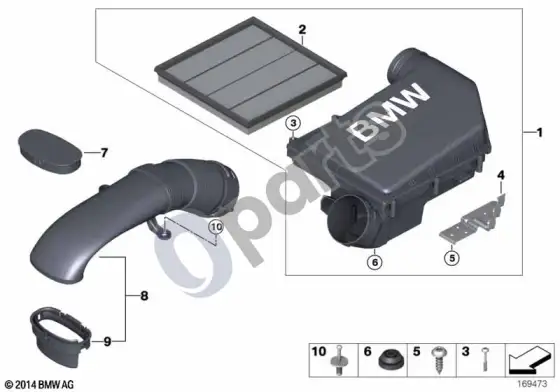 BMW X6 E71 įsiurbimo duslintuvas / oro kanalas – schema