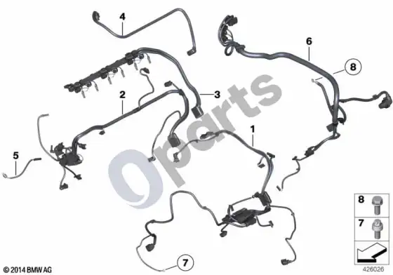 BMW X6 E71 variklio laidų pynė – schema