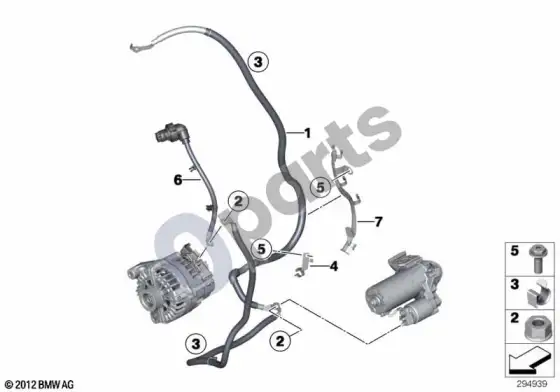 BMW X6 E71 akumuliatoriaus kabelis / starterio kabelis – schema