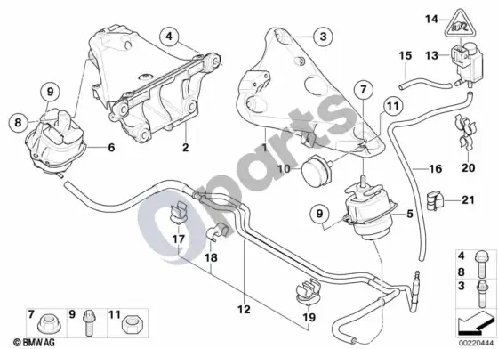 BMW X6 E71 variklio pakaba – schema
