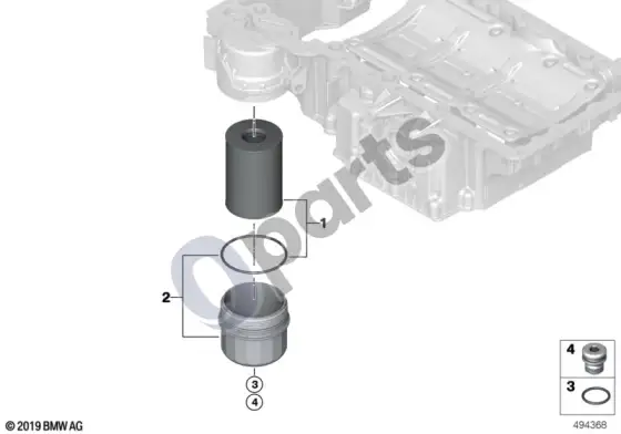 BMW X6 E71 tepimo sistema – alyvos filtras – schema