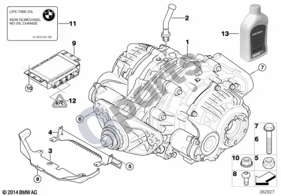 BMW X6 E71 diferencialo pavara / išėjimas – schema