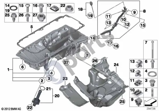BMW X6 E71 alyvos karteris / alyvos lygio matuoklis – schema