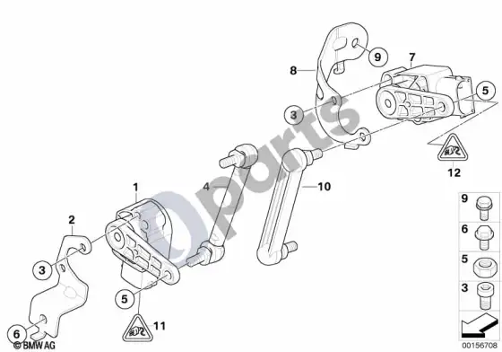 BMW X6 E71 žibintų aukščio reguliavimo jutiklis – schema
