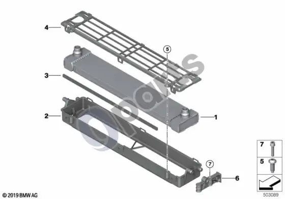 BMW XM priekinis radiatorius – schema