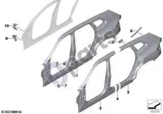 BMW XM (2022–) Šoninis rėmas – schema