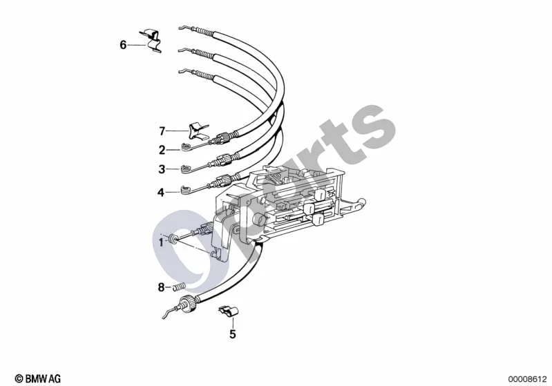 BMW Z1 Bowdeno lynas, sklendės reguliavimas schema – pozicija 07: Apkaba