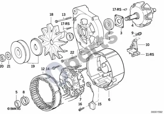 BMW Z1 generatoriaus dalys 90A – schema