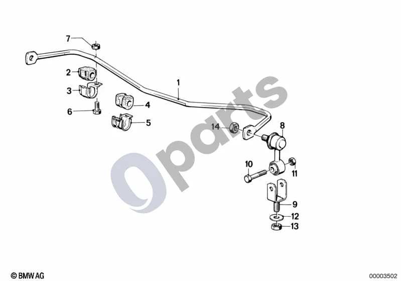 BMW Z1 Priekinis stabilizatorius schema – pozicija 01: Stabilizatorius