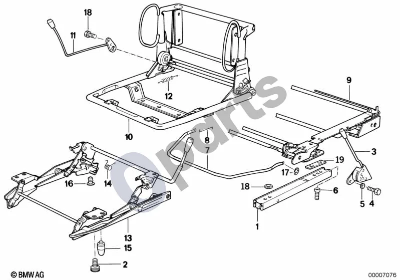 BMW Z1 Sėdynės bėgelis schema – pozicija 07: Lankas
