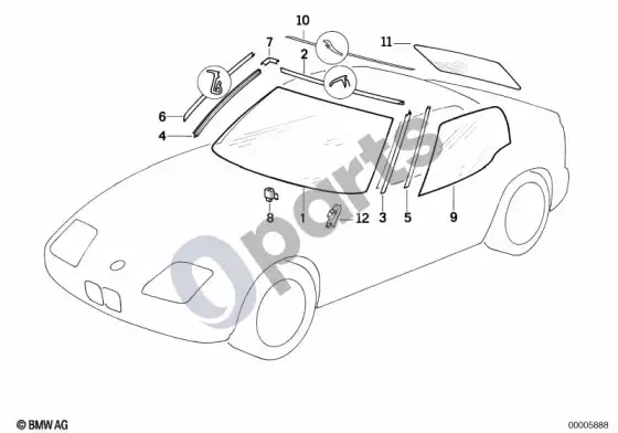 BMW Z1 stiklai – schema