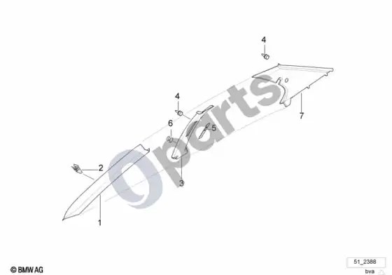 BMW Z3 E36 a / b / c statramsčio apdailos plokštė – schema