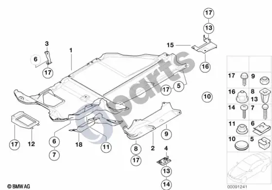 BMW Z3 E36 apdaila, apatinė – schema
