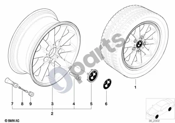 BMW Z3 E36 aptakaus stilius – schema