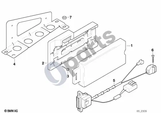 BMW Z3 E36 bagažinės automobilinio telefono atskiros dalys – schema