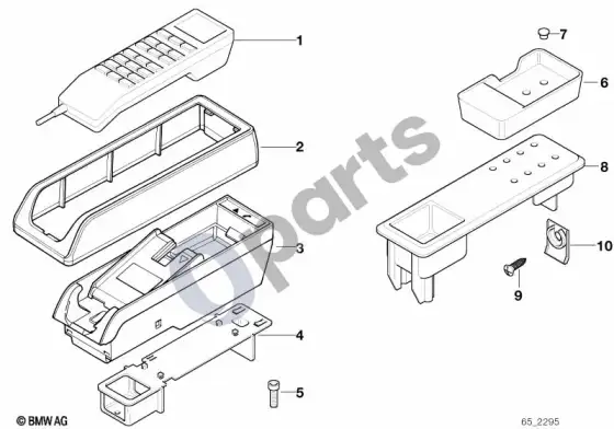 BMW Z3 E36 centrinės konsolės telefono atskiros dalys – schema