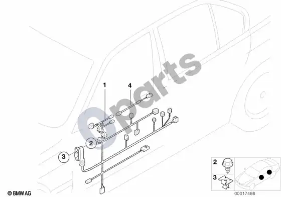 BMW Z3 E36 durų laidų pynė – schema