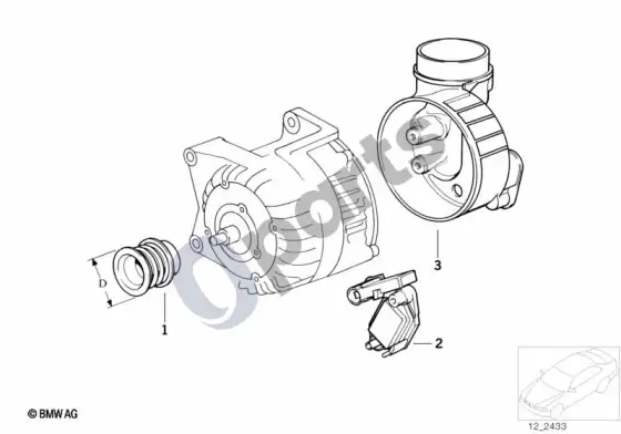 BMW Z3 E36 generatorius, atskiros dalys 115A – schema