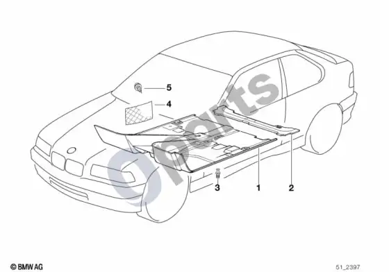 BMW Z3 E36 grindų danga – schema