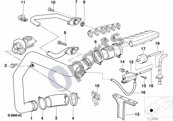 BMW Z3 E36 įsiurbimo kolektorius / pripūtimo oro kanalas / EGR; ... - 1993.09 – schema
