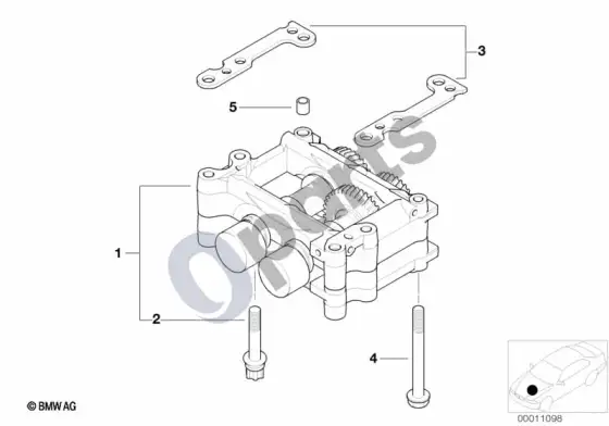 BMW Z3 E36 korpusas su balansavimo velenais – schema