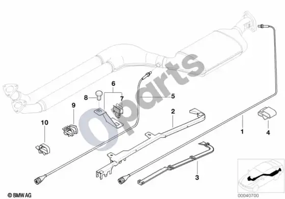 BMW Z3 E36 lambda zondo tvirtinimo detalės; 1999.01 - ... – schema