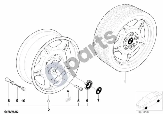 BMW Z3 E36 m dvigubų stipinų, poliruotas – schema