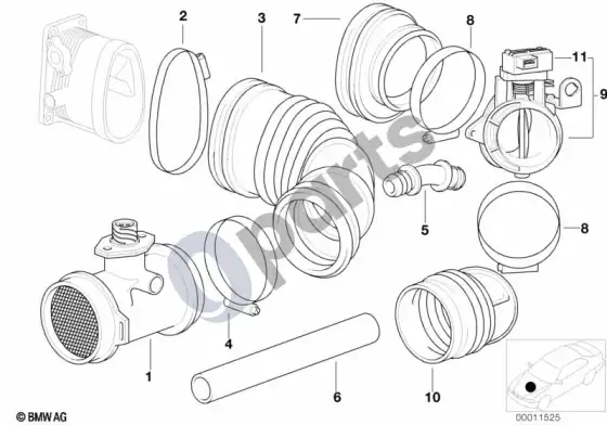 BMW Z3 E36 oro masės jutiklis/asc – schema