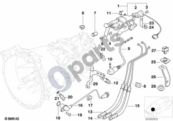 BMW Z3 E36 pavarų dėžės dalys SMG – schema