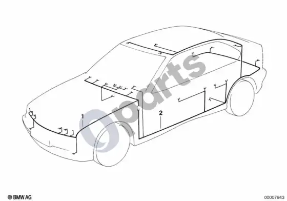 BMW Z3 E36 priekinė elektros instaliacijos dalis; 1995.09 - 2000.03 – schema