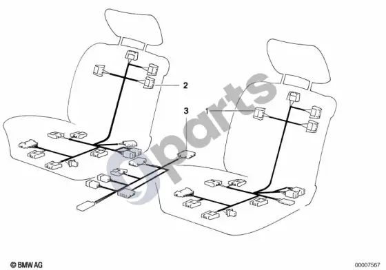 BMW Z3 E36 priekinės sėdynės elektrinio reguliavimo instaliacija – schema