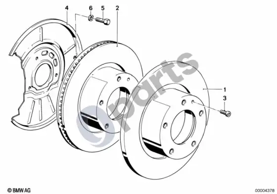 BMW Z3 E36 priekinis stabdys / stabdžių diskas – schema
