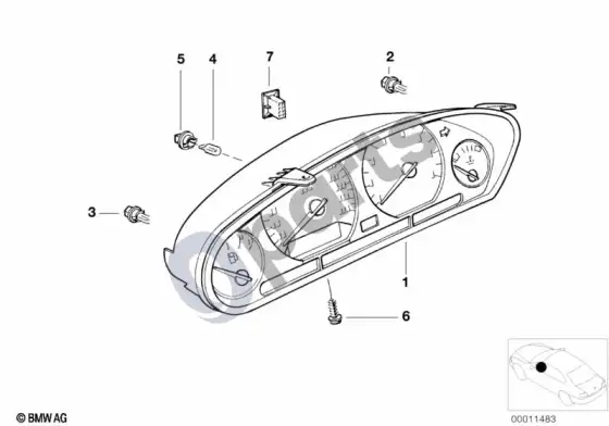 BMW Z3 E36 prietaisų skydelis – schema