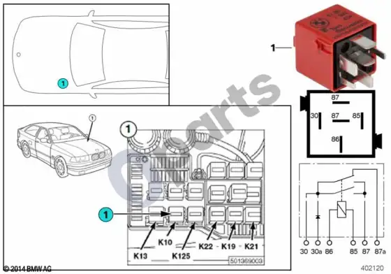 BMW Z3 E36 relė, ABS apsauga nuo viršįtampio K10 – schema