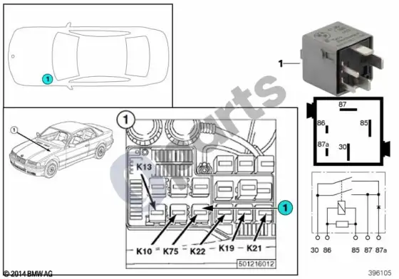 BMW Z3 E36 relė, ABS siurblio variklis K75 – schema