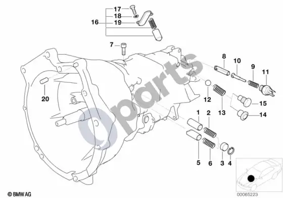 BMW Z3 E36 s6s420g vidinės pavarų perjungimo detalės – schema
