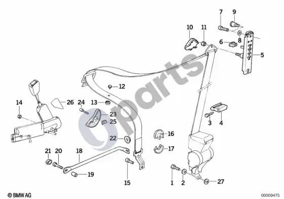 BMW Z3 E36 saugos diržo reguliatorius – schema