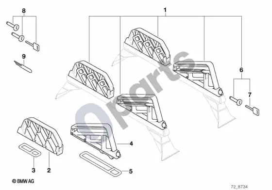 BMW Z3 E36 slidžių/snieglenčių komplektas – schema