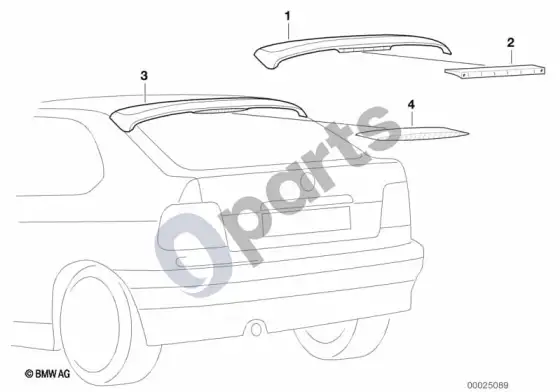 BMW Z3 E36 stogo spoileris – schema