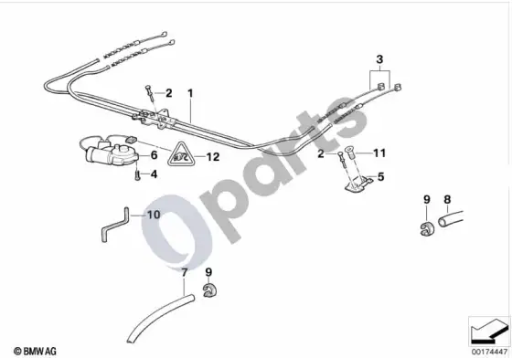 BMW Z3 E36 stumdomo-pakeliamo stogo pavara – schema