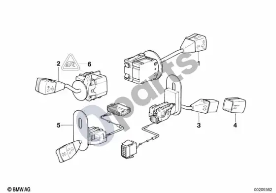 BMW Z3 E36 vairo kolonėlės jungiklis – schema