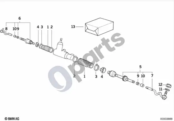 BMW Z3 E36 vairo trauklės / skersinės trauklės – schema