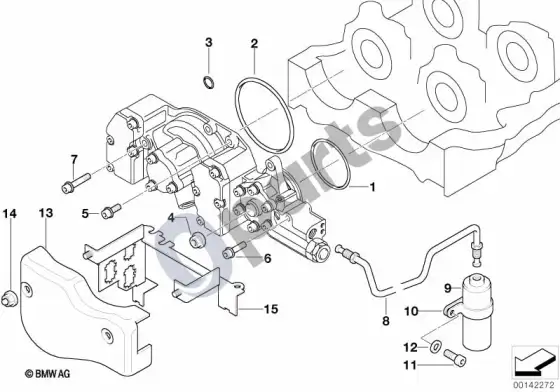 BMW Z3 E36 VANOS cilindrų galvutės tvirtinimo detalės – schema