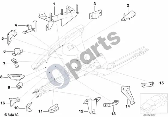 BMW Z3 E36 priekinis kėbulo laikiklis, dešinys – schema