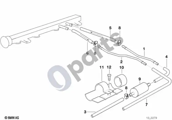 BMW Z3 E36 degalų vamzdis – schema