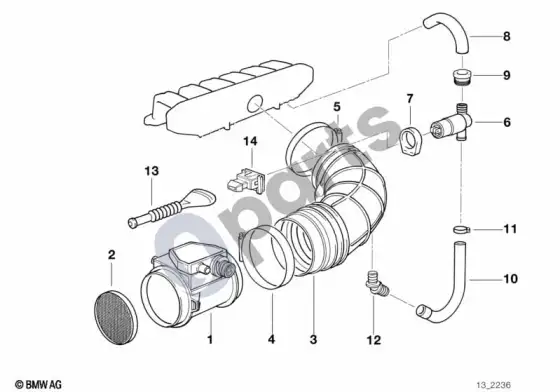BMW Z3 E36 oro masės srauto jutiklis – schema