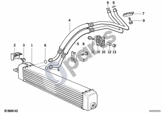 BMW Z3 E36 variklio alyvos aušinimas – schema