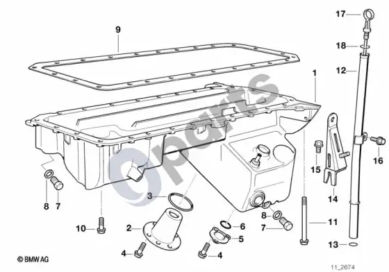 BMW Z3 E36 alyvos karteris ir matuoklis – schema